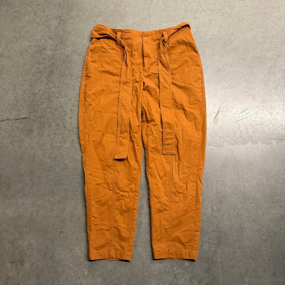 A New Day Womens Burnt Orange Tie Waist Tapered Ankle Pants Size 10 Stretch